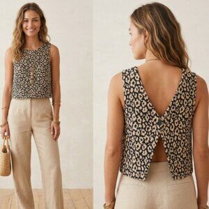 Maeve Anthropologie Leopard Animal Print Bohemian Festival 70s Crop Top 6